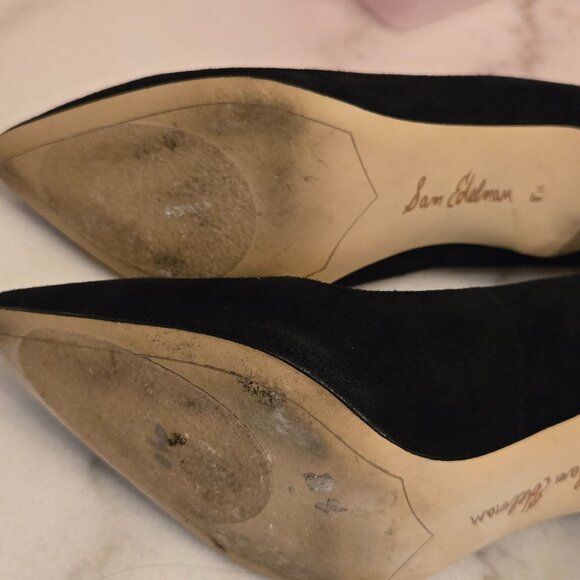 Sam Edelman "Dea" Black Suede Pointed Toe Stiletto Heels - Picture 6 of 8